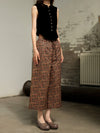 INTO THE EAST Dark Brown Paisley Pattern Quilted Capri Pants ITE-E1DGSC020NCC21PT-HUA Pattern
